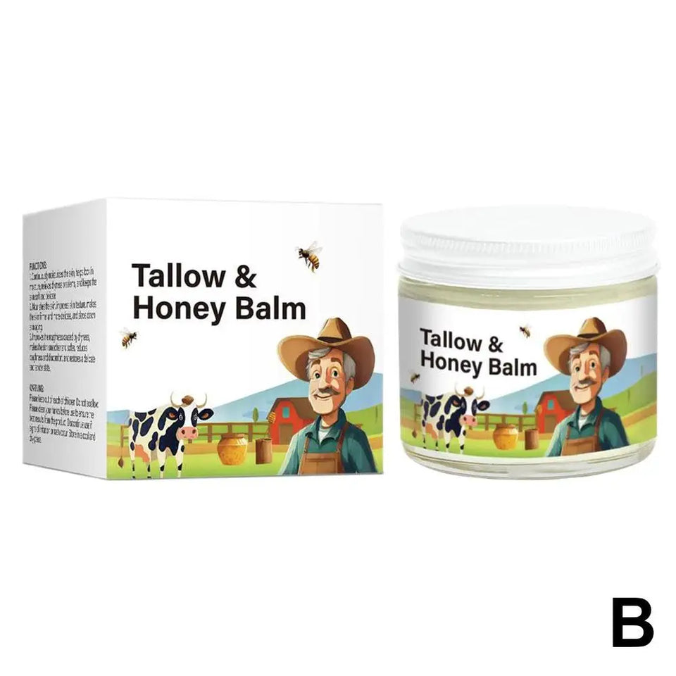Natural Tallow & Honey Balm Rejuvenating Face Skin Cream Grass Fed Grass Finished Cream Care Hydrating Moisturizer Cream