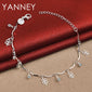 Fashion 925 Sterling Silver 8" Delicate Heart Shaped Clover Bracelet Women Gift Jewelry Party Accessories