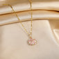 New Cute Romantic Pink Sakura Pendant Stainless Steel Necklaces For Women