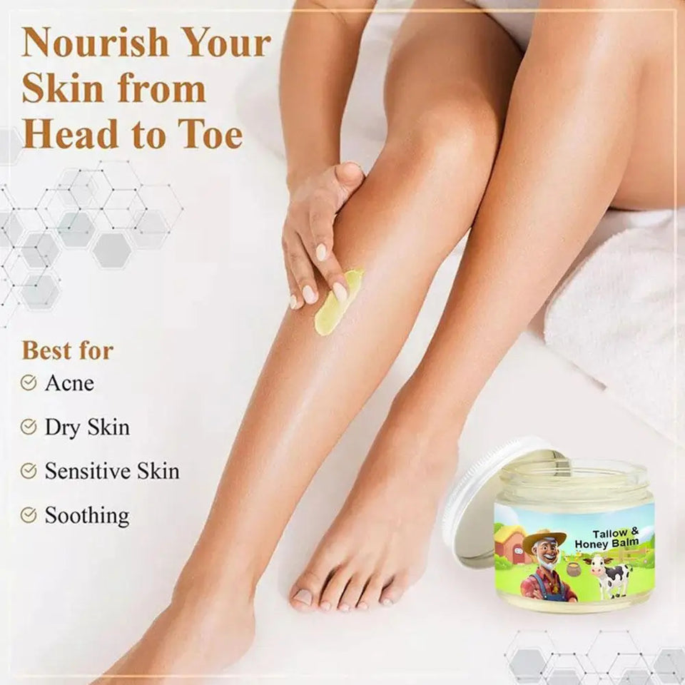 Natural Tallow & Honey Balm Rejuvenating Face Skin Cream Grass Fed Grass Finished Cream Care Hydrating Moisturizer Cream