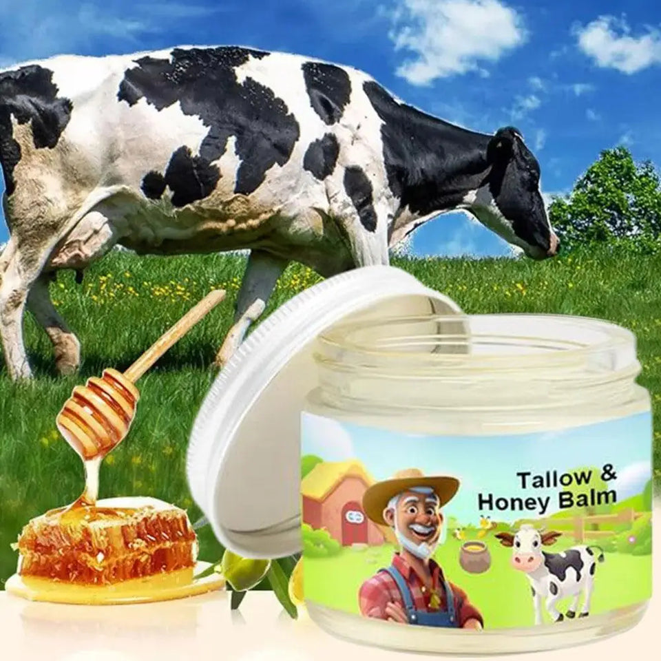 Natural Tallow & Honey Balm Rejuvenating Face Skin Cream Grass Fed Grass Finished Cream Care Hydrating Moisturizer Cream